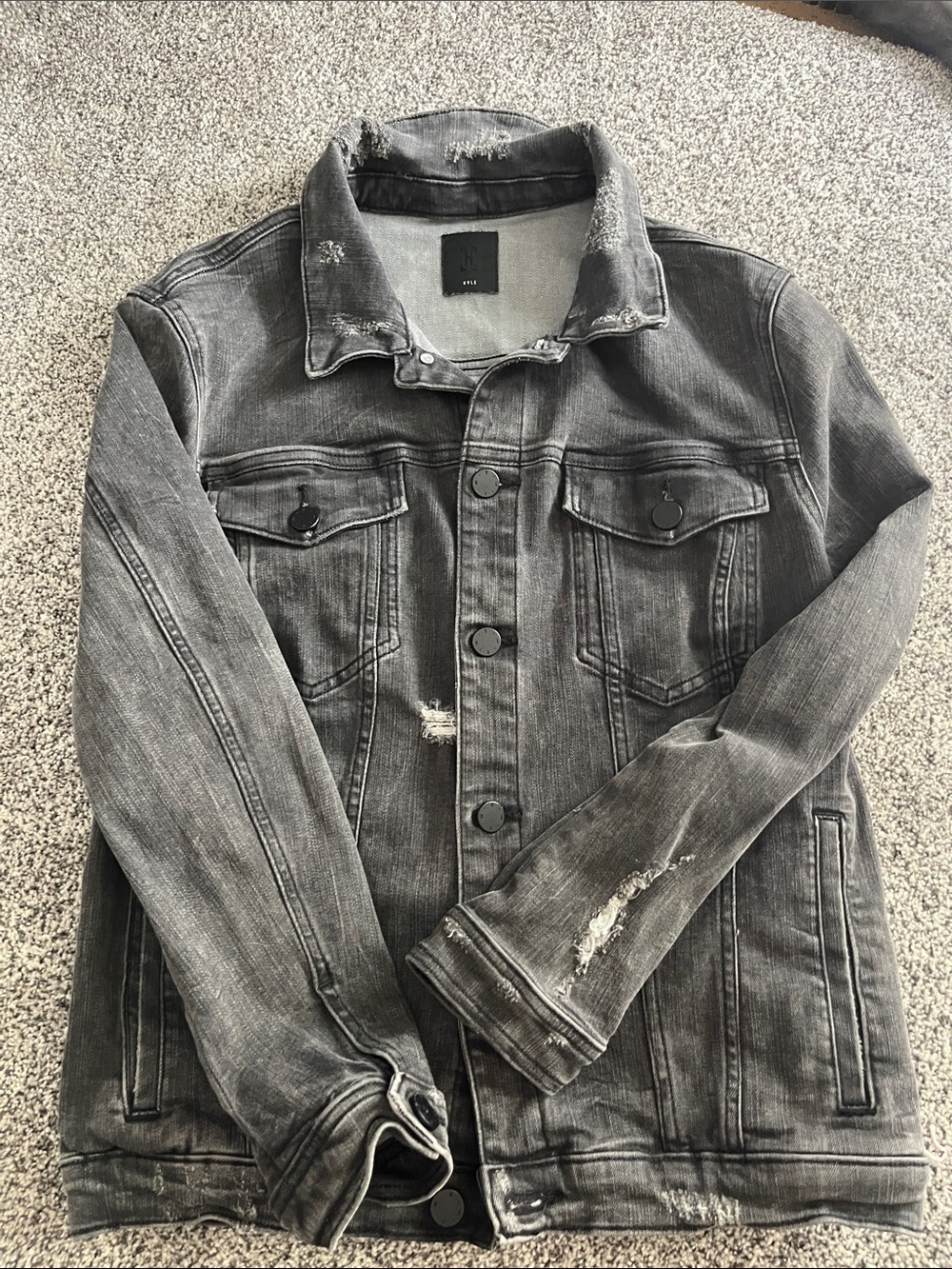 Women’s Washed Black Distressed Denim Jacket